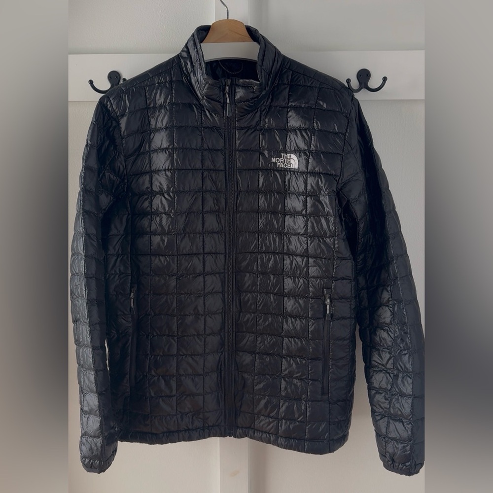 The North Face Men's Thermoball Quilted Insulated Jacket Black 🛫 Full Zip Sz L